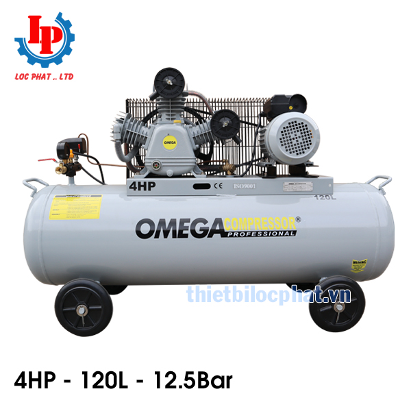 máy nén khí omega 2 cấp nén 4hp 120 lít áp 12.5bar