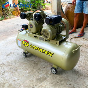 Máy nén khí LOPATEK công nghiệp dung tích lớn, đầu nén piston đôi, motor dây đồng