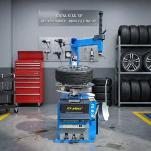 Máy tháo lốp FLYSPEED FS-808 trong gara tiệm sửa xe thiết bị ra vào lốp chuyên nghiệp