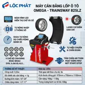 Hình ảnh máy cân mâm Omega 825LZ được tạo bởi AI, thiết bị cân bằng lốp hiện đại