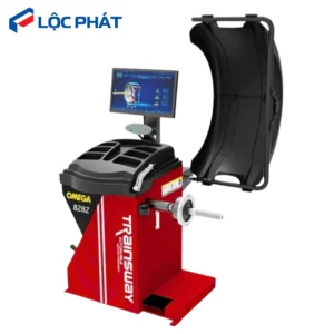 Máy Cân Bằng Lốp Ô Tô OMEGA - TRAINSWAY 828Z màu đỏ, thiết bị chính hãng.