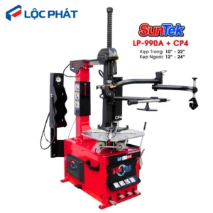 Máy tháo vỏ SunTek LP-990A với cần phụ CP-4, hỗ trợ tháo lắp các loại lốp khó.