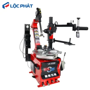 Máy tháo vỏ xe du lịch SunTek LP-990E kết hợp cần phụ CP-3, nhìn từ cạnh bên, thể hiện cấu trúc máy.