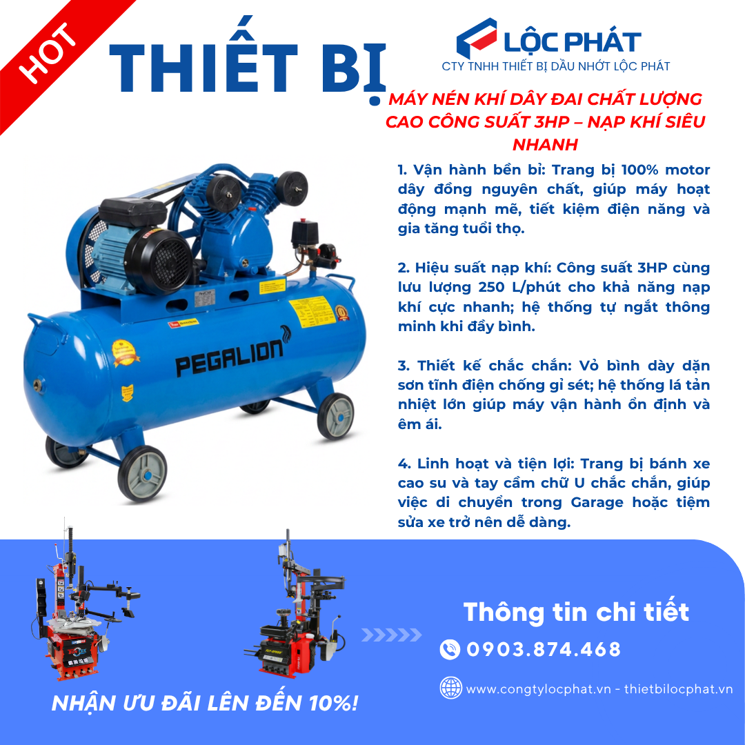 Máy Nén Khí PEGALION 3HP 70L - Bền Bỉ Số 1 Gara Việt 2026 2 Máy Nén Khí PEGALION 3HP 70L - Bền Bỉ Số 1 Gara Việt 2026 - Ảnh 2