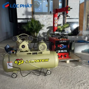 Máy nén khí LOPATEK 3HP – 100L – 8Bar kết hợp với máy ra vào lốp chuyên dụng.