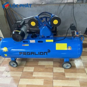 Máy nén khí Pegalion 3HP 120L 8Bar, chi tiết động cơ dây đồng và hệ thống làm mát.