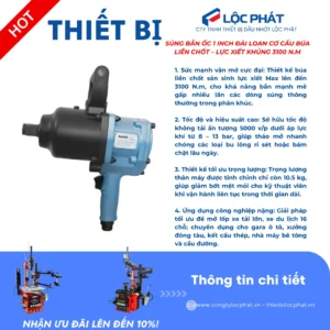 Hình ảnh chi tiết súng bắn ốc 1 inch SunTek LP-6800P, kèm thông tin kỹ thuật và ứng dụng.