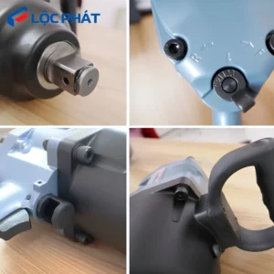Các bộ phận chi tiết của súng xiết bulong 1 inch SunTek LP-6800P, bao gồm đầu khẩu, cần gạt và tay cầm.