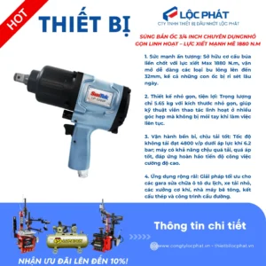 Thông tin chi tiết súng xiết bulong 3/4 inch SunTek LP-3200P, lực xiết 1880 N.m.