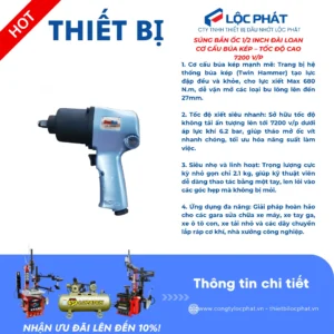 Thiết bị sửa chữa ô tô bao gồm súng xiết bulong SunTek LP-1800P và máy nén khí.